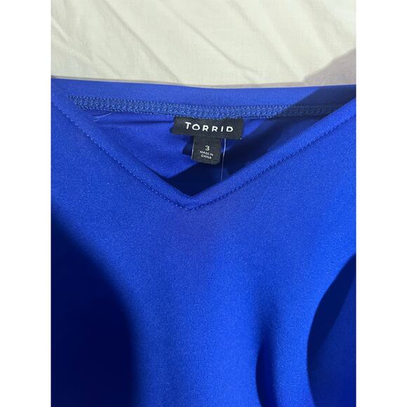 NWT Torrid Electric Blue Scuba Strappy Peplum Top 3 3X 22-24 - Picture 9 of 10